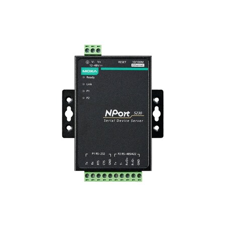 Moxa 1Prt Rs-422/485 Dvc Srvr, 1Prt Rs-232, 10/100M Eth, NPrt 5230 w/Adapter NPort 5230 w/ adapter